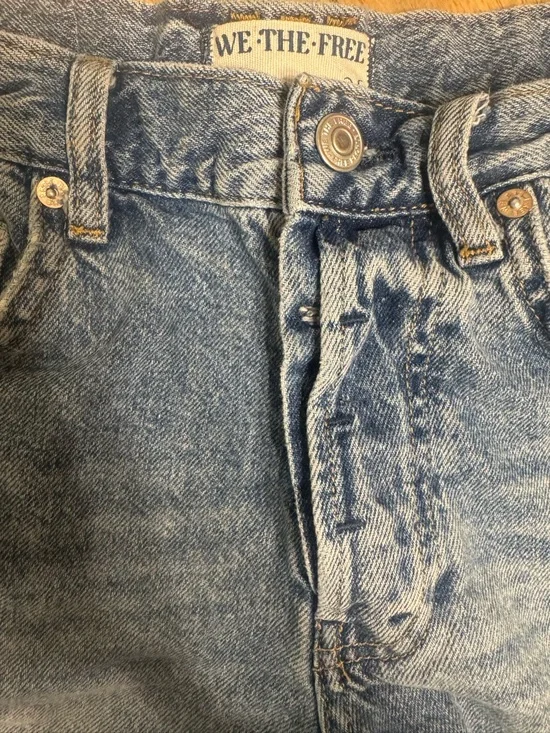 We The Free Vintage Wash Frayed Hem Jean Shorts - Blue Denim - Picture 4 of 5